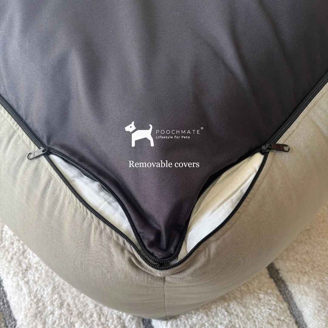 PoochMate Light Olive Linen Cotton Dog Bed