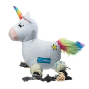 Pronk! Pets Pegasus Unicorn 12-Inch Durable Soft Plush Squeaky Rope Dog Toy