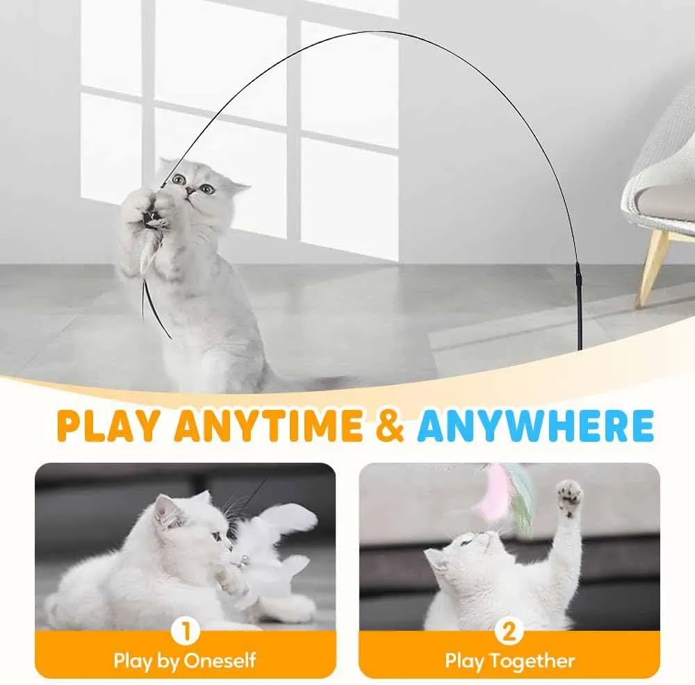 Puff Pet - Meowmastery Toy,meowmastery Toy - 2025 Interactive cat Teaser Wand,Exercise and Entertainment for Active Felines (Light Pink)