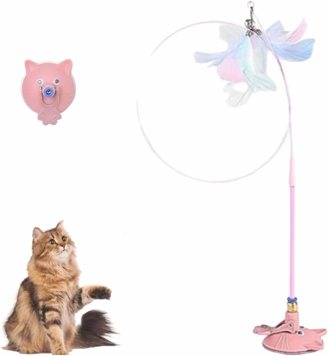 Puff Pet - Meowmastery Toy,meowmastery Toy - 2025 Interactive cat Teaser Wand,Exercise and Entertainment for Active Felines (Light Pink)