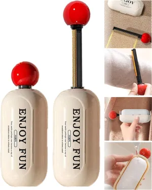 Reusable Washable Lint Roller, Portable 2-in-1 Mini Pet Hair Remover with Hidden Brush & Dust Cover for Home/Travel(White)