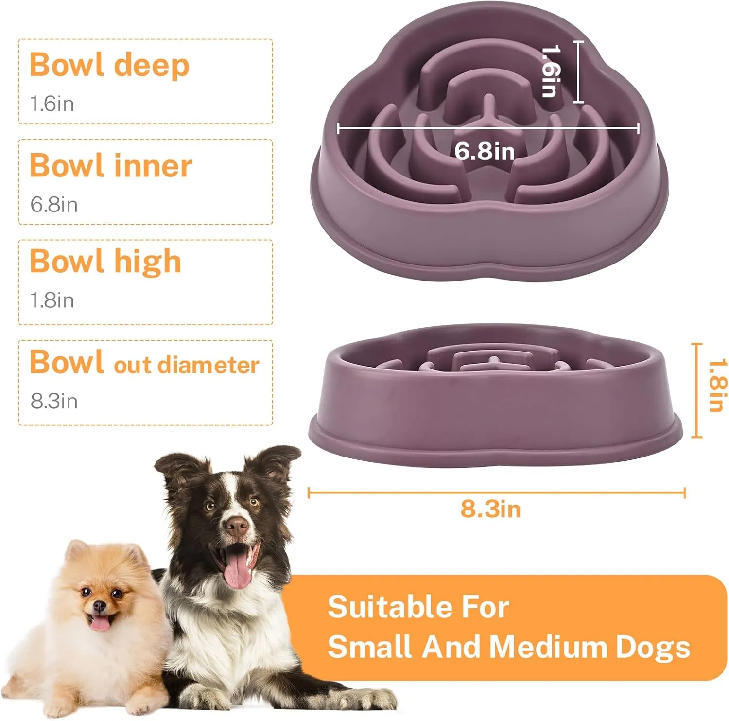Slow Feeder Dog Bowls for Small Medium Pets, Puzzle Feeding Bowl With Anti-Slip Shim for Puppies, Non-Toxic Preventing Choking Healthy Slower Food Feeding Dishes (2pc Red)
