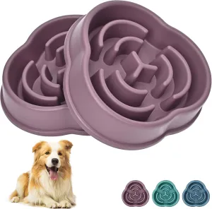 Slow Feeder Dog Bowls for Small Medium Pets, Puzzle Feeding Bowl With Anti-Slip Shim for Puppies, Non-Toxic Preventing Choking Healthy Slower Food Feeding Dishes (2pc Red)