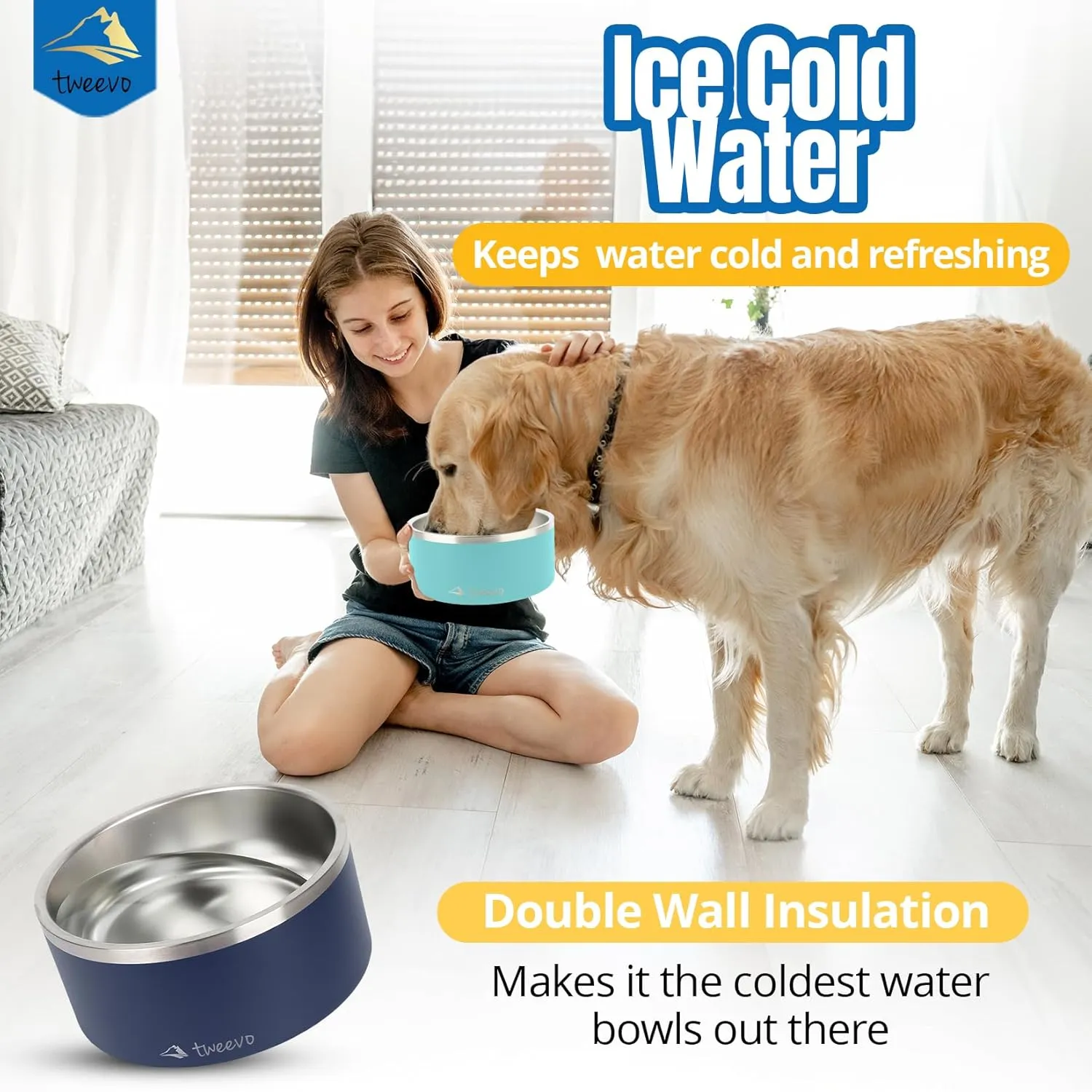 Stainless Steel Dog Bowl with 2 Rubber Balls, Durable Non-Slip Dog Bowl, Insulated Dog Food or Water Bowl for Pet Feeding (42 oz, Gray)