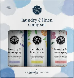 Woolzies Laundry Essential Oil Linen Spray Set | Use with Wool Dryer Balls, Face, & Body, Natural Room Mist | Includes Petal Fresh, Still Breeze, Citrus Clean 50 ML