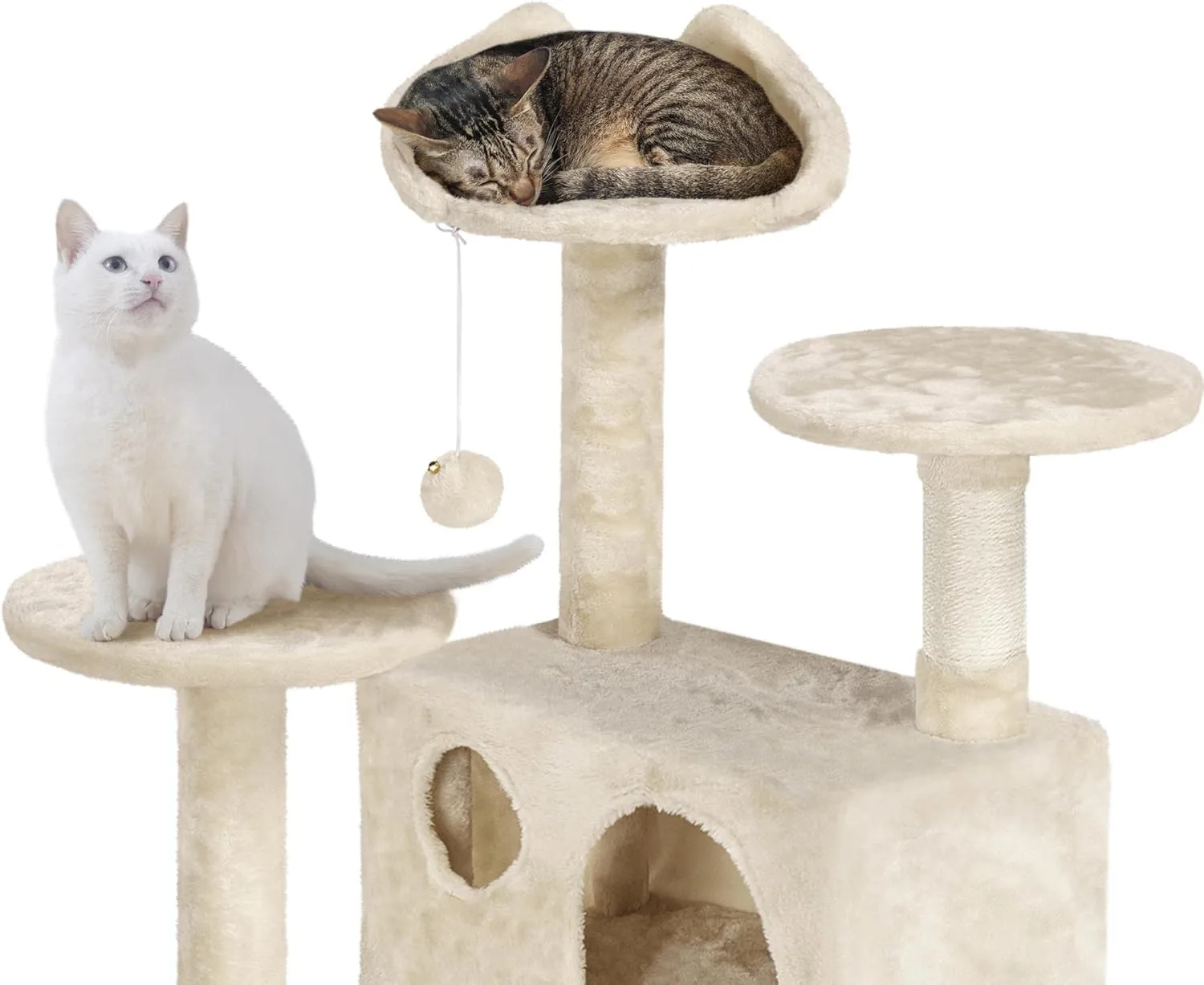 Yaheetech 62in Cat Tree Cat Tower for Indoor Cats, Cat Furniture w/Double Condo, Scratching Posts, Multiple Platforms and Balls for Kittens & Cats, Beige