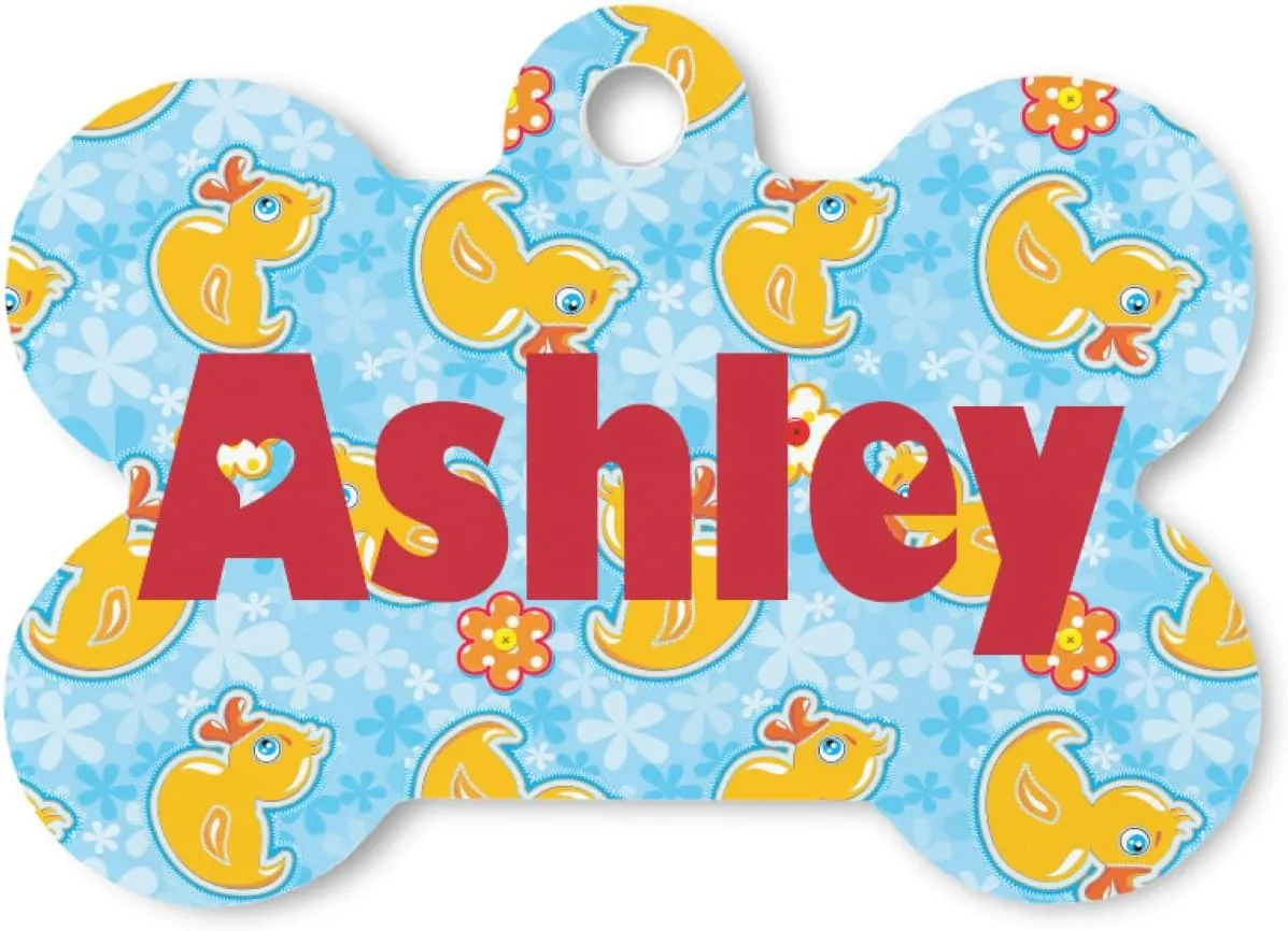 YouCustomizeIt Personalized Rubber Duckies & Flowers Bone Shaped Dog ID Tag - Small